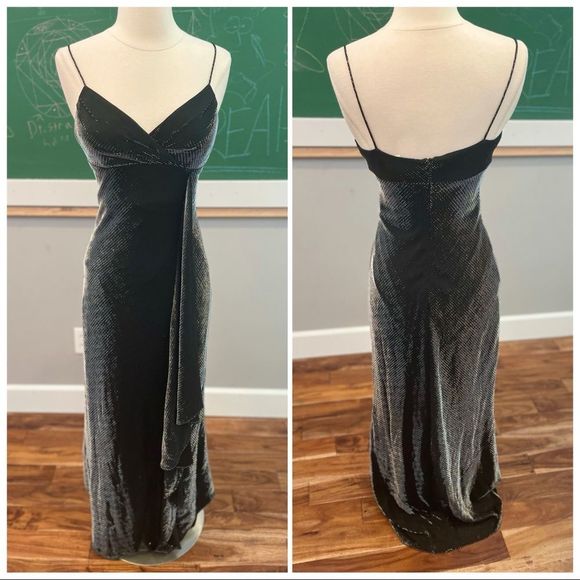 Dresses & Skirts - vintage Y2K prom dress silver shimmer formal homecoming sz womens 8.